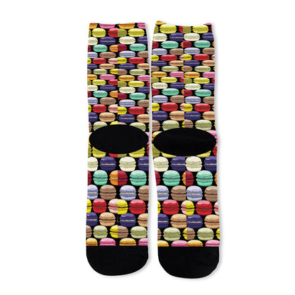 French Macarons Pattern Print Long Socks