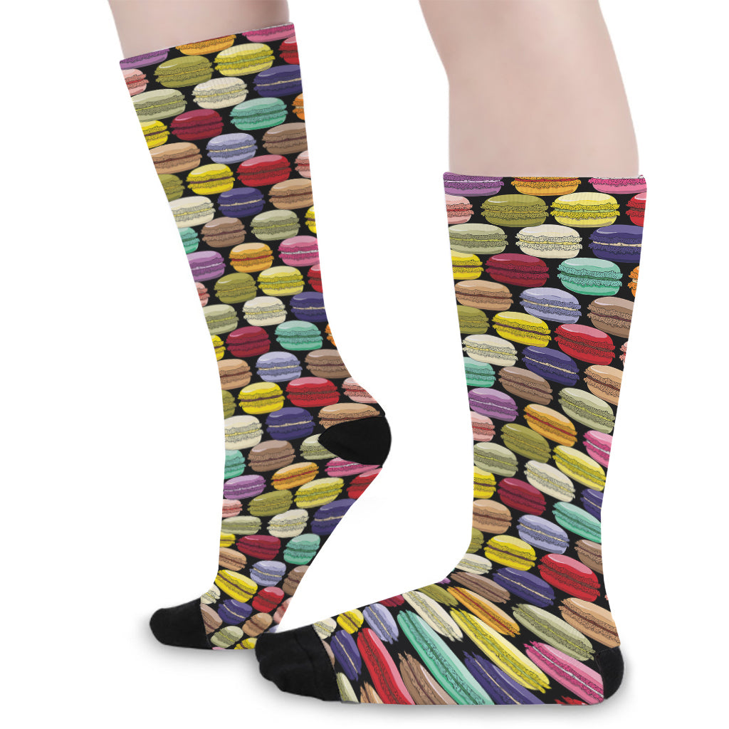 French Macarons Pattern Print Long Socks