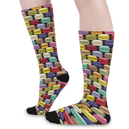 French Macarons Pattern Print Long Socks