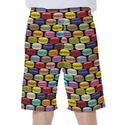 French Macarons Pattern Print Men's Beach Shorts