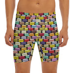 French Macarons Pattern Print Men's Long Boxer Briefs
