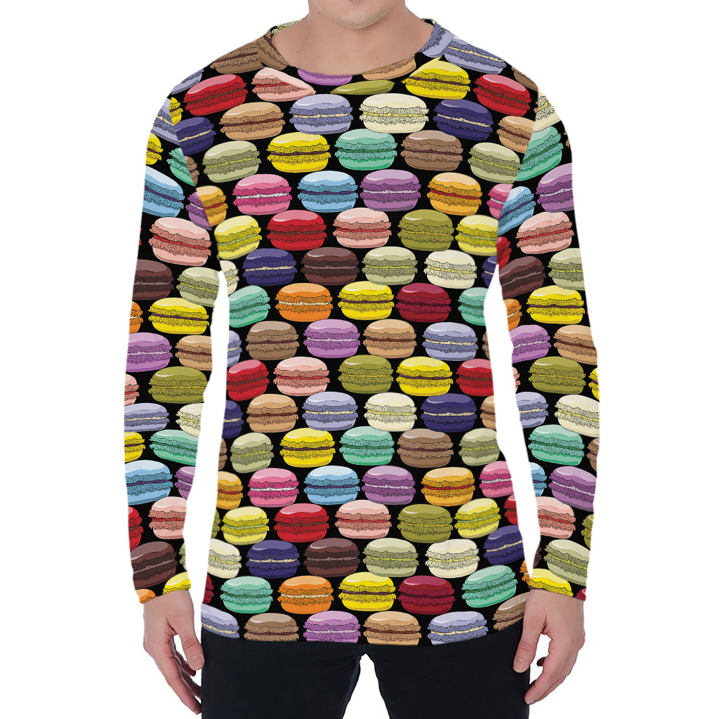 French Macarons Pattern Print Men's Long Sleeve T-Shirt