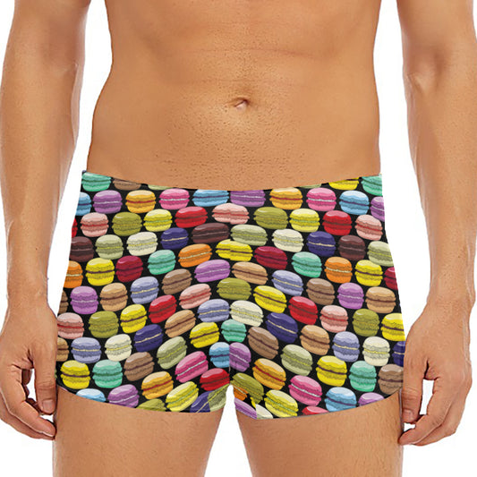 French Macarons Pattern Print Men's Short Boxer Briefs