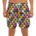 French Macarons Pattern Print Men's Split Running Shorts