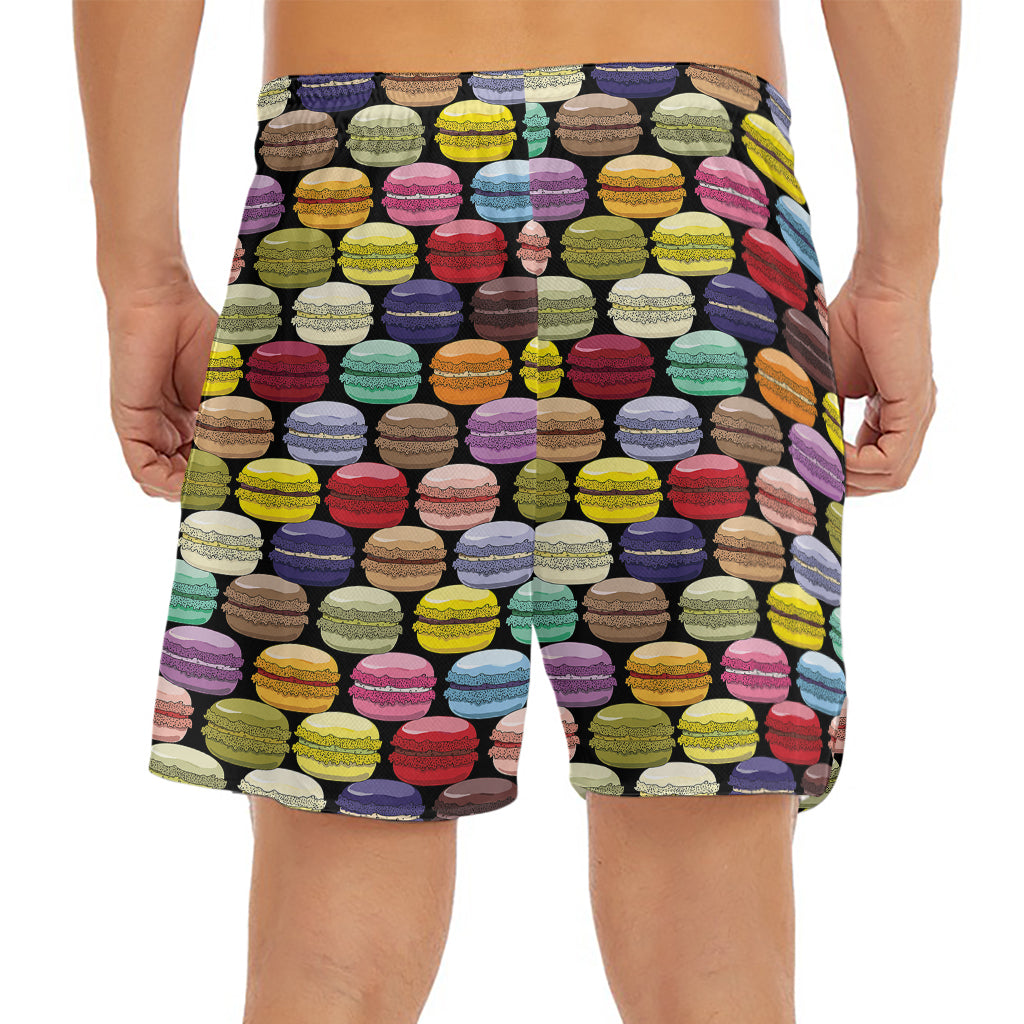 French Macarons Pattern Print Men's Split Running Shorts