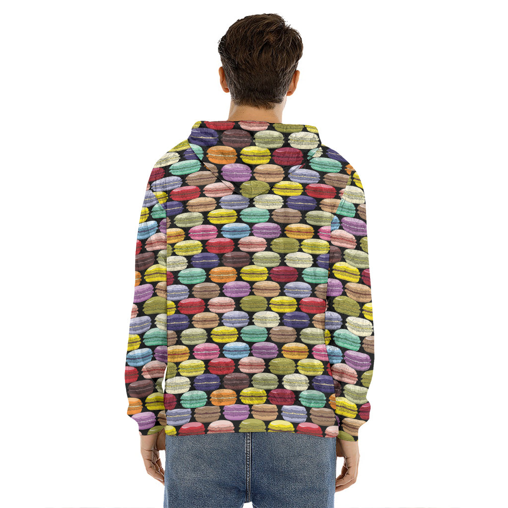 French Macarons Pattern Print Men's Velvet Pullover Hoodie
