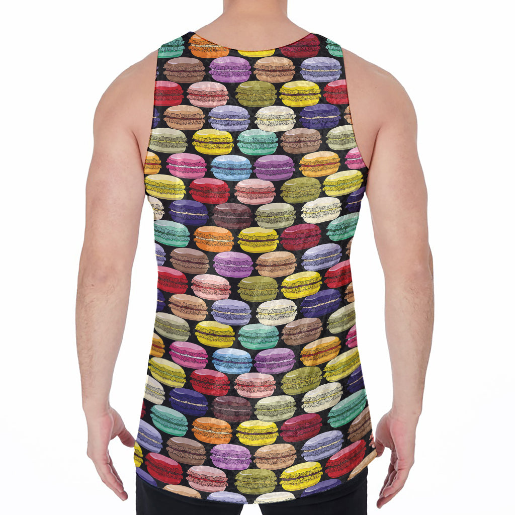 French Macarons Pattern Print Men's Velvet Tank Top