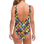 French Macarons Pattern Print One Piece Swimsuit