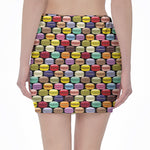 French Macarons Pattern Print Pencil Mini Skirt