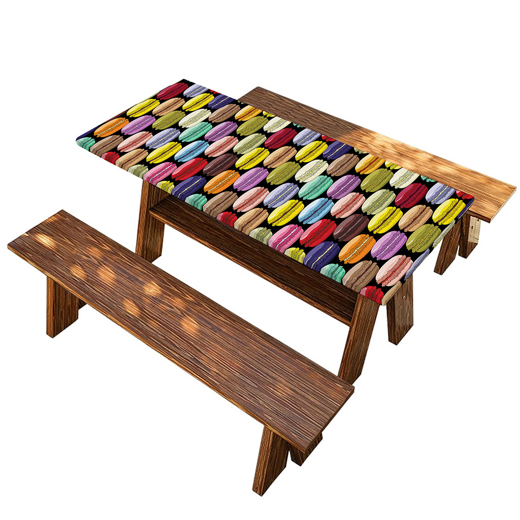 French Macarons Pattern Print Picnic Table Cover