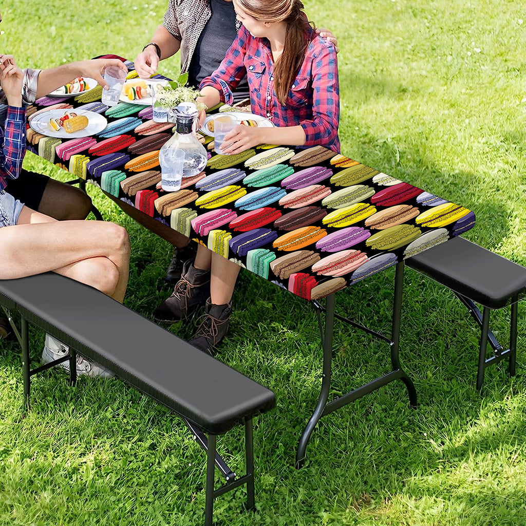 French Macarons Pattern Print Picnic Table Cover