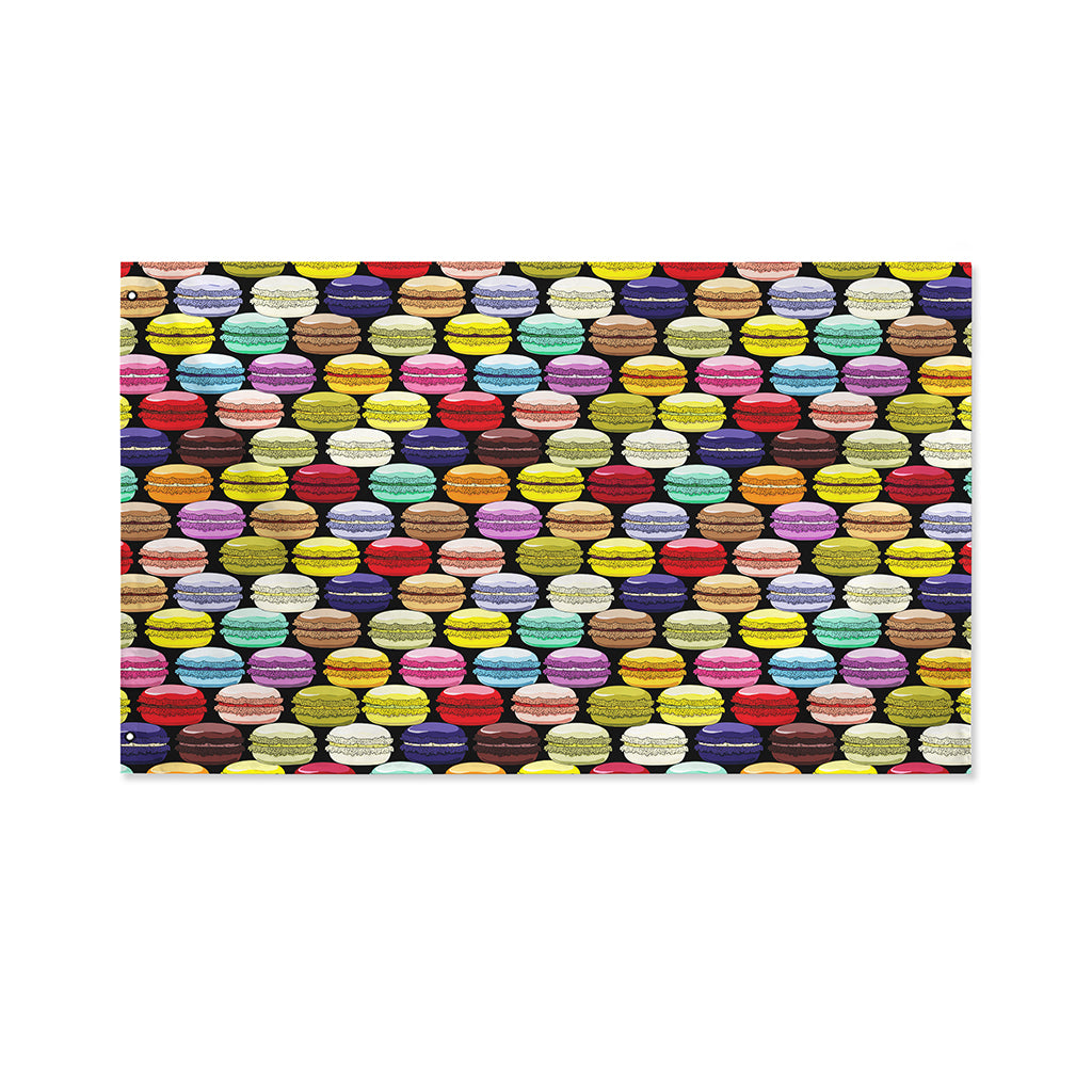 French Macarons Pattern Print Polyester Flag