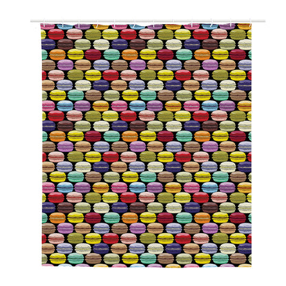 French Macarons Pattern Print Polyester Shower Curtain