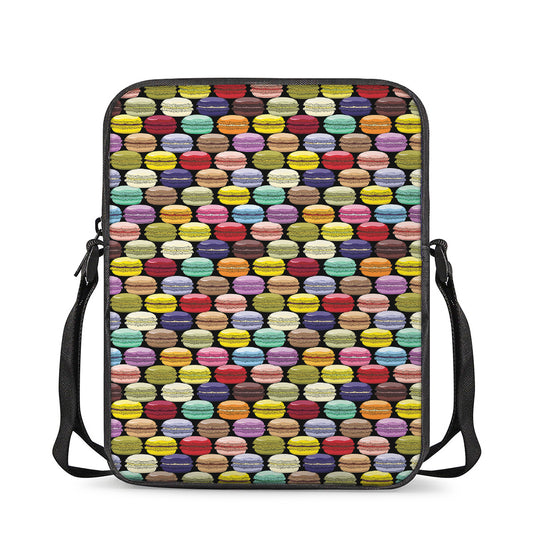 French Macarons Pattern Print Rectangular Crossbody Bag