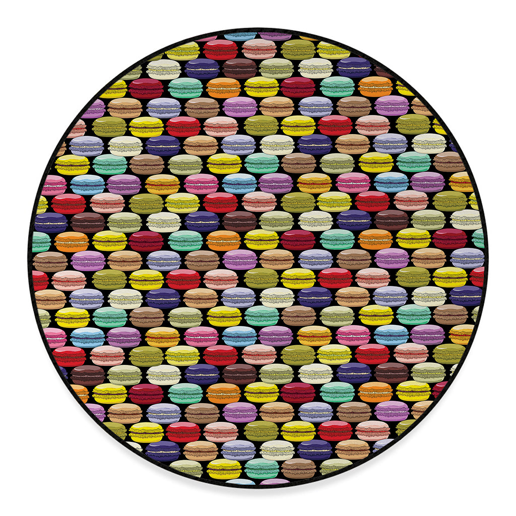 French Macarons Pattern Print Round Floor Mat