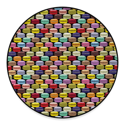 French Macarons Pattern Print Round Floor Mat