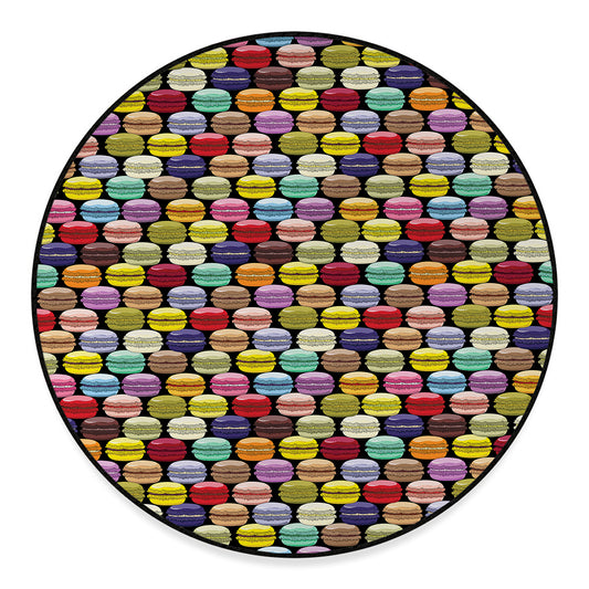 French Macarons Pattern Print Round Floor Mat