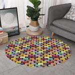 French Macarons Pattern Print Round Rug