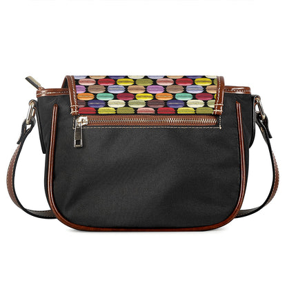 French Macarons Pattern Print Saddle Bag