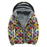 French Macarons Pattern Print Sherpa Lined Zip Up Hoodie