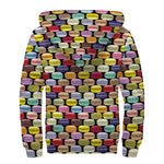 French Macarons Pattern Print Sherpa Lined Zip Up Hoodie
