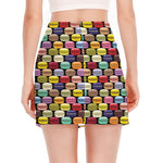 French Macarons Pattern Print Side Slit Mini Skirt