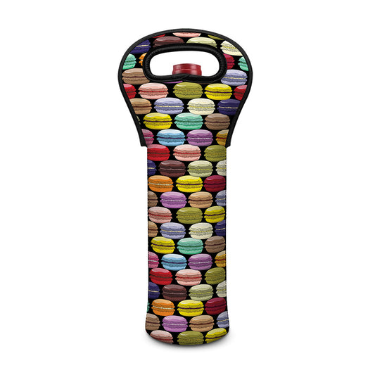 French Macarons Pattern Print Single Neoprene Wine Tote