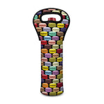 French Macarons Pattern Print Single Neoprene Wine Tote