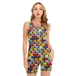 French Macarons Pattern Print Sleeveless One Piece Swimsuit