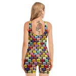 French Macarons Pattern Print Sleeveless One Piece Swimsuit