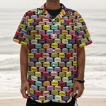 French Macarons Pattern Print Textured Short Sleeve Shirt