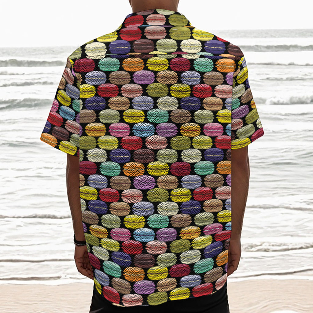 French Macarons Pattern Print Textured Short Sleeve Shirt