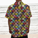 French Macarons Pattern Print Textured Short Sleeve Shirt