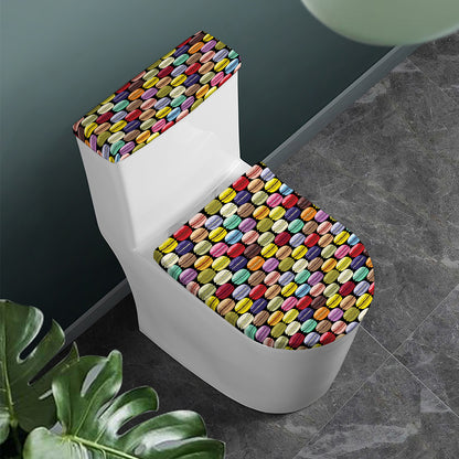 French Macarons Pattern Print Toilet Lid And Tank Cover Set