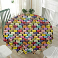 French Macarons Pattern Print Waterproof Round Tablecloth