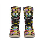 French Macarons Pattern Print Winter Boots