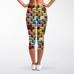 French Macarons Pattern Print Women's Capri Leggings