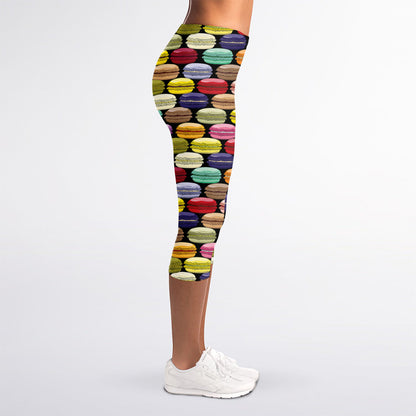 French Macarons Pattern Print Women's Capri Leggings