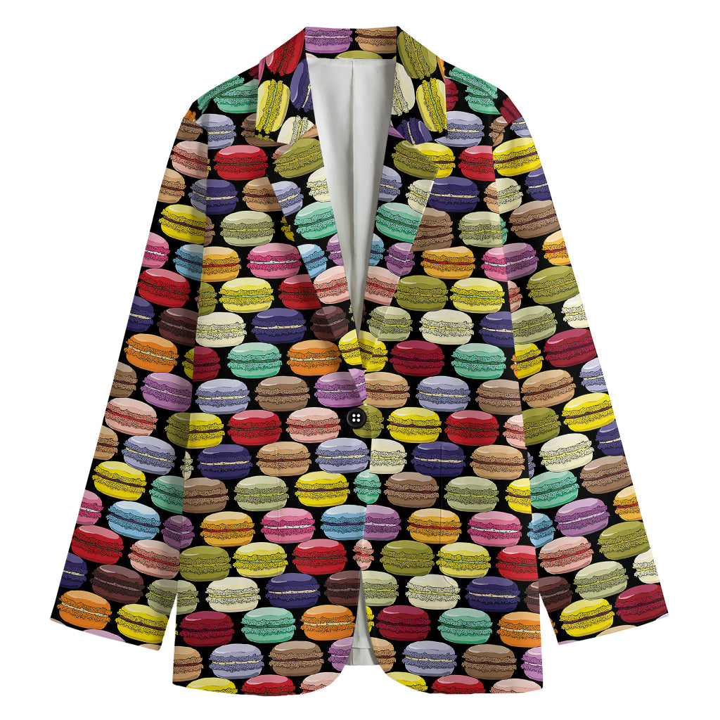 French Macarons Pattern Print Women's Cotton Blazer