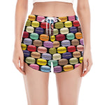 French Macarons Pattern Print Women's Split Running Shorts