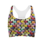 French Macarons Pattern Print Women's Sports Bra