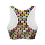 French Macarons Pattern Print Women's Sports Bra