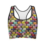 French Macarons Pattern Print Women's Sports Bra
