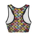 French Macarons Pattern Print Women's Sports Bra