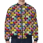 French Macarons Pattern Print Zip Sleeve Bomber Jacket