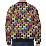 French Macarons Pattern Print Zip Sleeve Bomber Jacket
