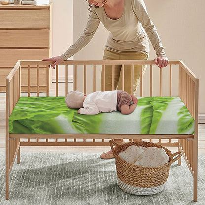 Fresh Cabbage Leaf Print Baby Crib Sheet