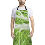 Fresh Cabbage Leaf Print Bib Apron With Pocket