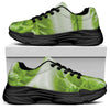 Fresh Cabbage Leaf Print Black Chunky Shoes