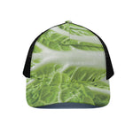 Fresh Cabbage Leaf Print Black Mesh Trucker Cap